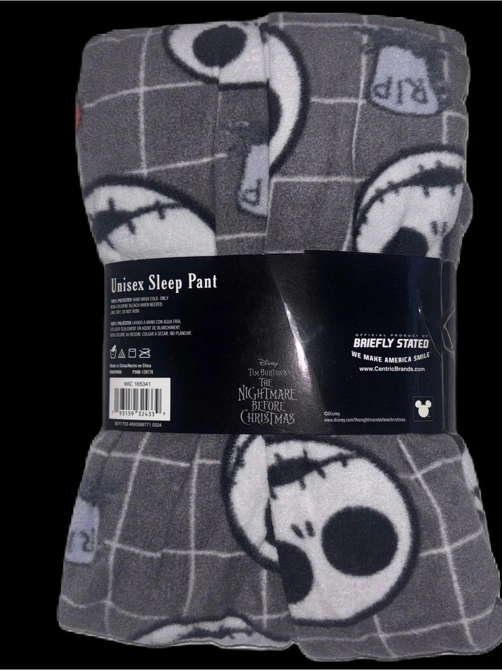 The Nightmare Before Christmas NBC Unisex Sleep Pants - Jack in Grey Grid print